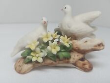 VTG Capodimonte Miniature Dove Love Birds Purple/White Flower 3.5