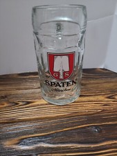 Spaten Munchen German Beer Stein Clear Glass Mug 2 Cup Breweriana  picture