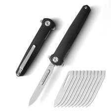 Folding Scalpel Knife，Scalpel Pocket Knife with 10Pcs #60 Replaceable Razor Blad picture
