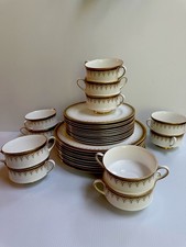 VTG PARAGON “ATHENA” ENGLAND 31PC DINNER SET GOLD BANDED BORDER GOLD SCROLLWORK picture