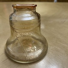 Vintage 1976 Liberty Bell Coin Bank Bicentennial Amber Glass 1776-1976 picture
