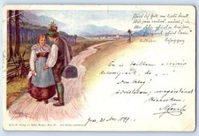 Budapest Hungary Postcard E. Döcker Couple View on Road 1899 Antique Posted picture