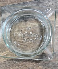 Vintage Holiday Inn Hotel 4x4 Glass Ashtray Embossed Clear Glass picture