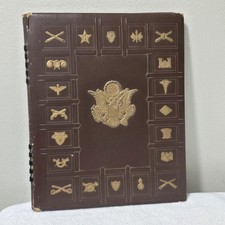 VTG WWII US Army Photo Album Scrapbook Blank Black Pages Leatherette Cover 1940s picture