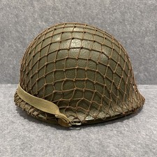 Vintage US Army M1 Steel Helmet Swivel Bail Fiber Liner Camo Net Restored picture