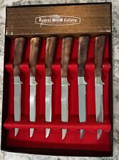 Vtg Regent Sheffield England Cutlery Steak Knives Set 6 Marbled Bakelite Handle picture