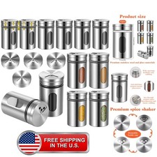 12 PCS Stainless Steel Salt and Pepper Shakers Set with Adjustable Pour Holes... picture