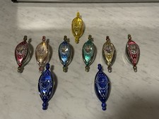 Vintage Jewel Brite Christmas Ornaments Plastic Bird Motif Teardrop Unbreakable picture
