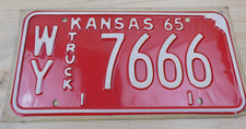 Vtg 1965 Kansas Truck License Plate WY-7666 Wyandotte County W/ Envelope picture