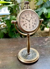 Antique Brass Clock- Vintage Brass Desk Clock, Art Deco Clock Gift For Him/Her picture