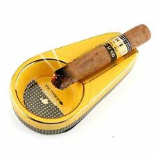 Yellow Ceramic Cigar Ashtray Cigarate Travel Ash Holder Ash Single Slot Round picture