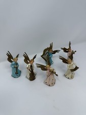 Vintage Lot Of 9 Hard Plastic Gold Gilt Christmas Angels Hong Kong Art Plastics picture