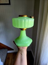 Vintage 1935 Aladdin B-111 Corinthian Apple Green Moonstone Oil Kerosene Lamp picture