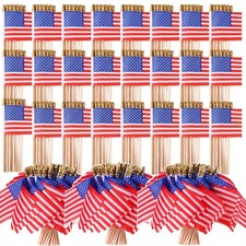 Peryiter 700 Pcs Small American Flags on Stick 4x6