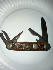 Vintage Remington 1960s Boy Scout 4-Blade Bone Handle Pocketknife w/ Bottle picture