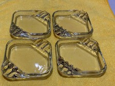4 Vintage Art Deco Retro Clear Glass Ash Trays 4 1/2