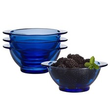 [SET OF 4] 15 oz Cobalt Blue Glass Bowls, Cereal Bowl / Soup Bowl / Salad Bowl picture