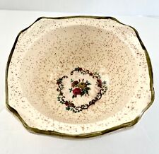 Vintage California Pottery Gold speckled w Floral design BOWL MCM picture