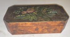 Antique Hand Painted Glove Box by Henrard-Cajot French Bois de Spa Oil Portrait picture