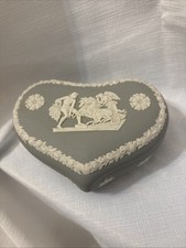 Wedgwood Gray Jasperware Heart shaped Lid Trinket Box Signed Thomas Wedgwood picture