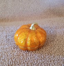 Vintage Edgar Berebi Orange & Gold  Pumpkin Trinket Box Dish picture