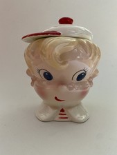Vintage Metlox Candy Boy Ceramic Cookie Jar With Lid 1950s Hand Painted Novelty picture