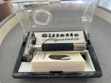 Vintage Gillette Flair Tip Adjustable Metal Safety Razor with Case & Thin Blades picture