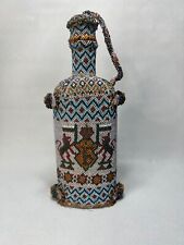 1894 Bulgarian King Boris III Glass Beadwork Beaded Crochet Bottle Flask Strap picture
