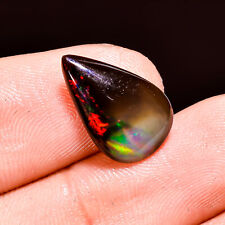 02.35Cts. Natural Welo Fire Black Ethiopian Opal Pear Cabochon Loose Gemstone picture