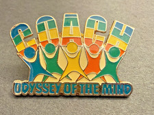 Vintage Odyssey of the Mind Multicolor Coach Pin OM OOTM picture