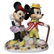 Vintage Walt Disney Productions Mickey Minnie Mouse Bisque Porcelain Figurine picture