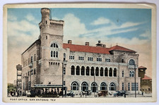 Post Office Building San Antonio Texas TX Street Scene Trolley Old Autos WB PC picture