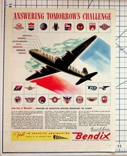 Vintage 1940s Bendix Aviation Ad Magazine Print TWA Pan Am Airlines Prop Plane picture