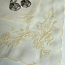 Vintage Madeira Marghab Placemat Napkin Set Cornflower Yellow Organdy picture