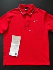 Tiger Woods Signed Golf Polo Jersey Red Upper Deck Authenticated picture