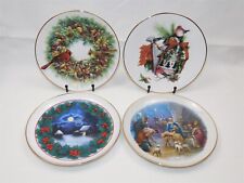 4 Western Stoneware Christmas Plates Set Monmouth IL Holiday Theme 8.5 in picture