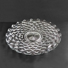 Fostoria Diamond Glass 13.5 Inch Wide Platter  MCM Very Good Condition #2056 picture
