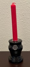 Black Chime (Mini Taper) Candle Holder with Pentagram Charm picture