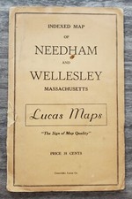 Vintage Needham & Wellesley Massachusetts Indexed Map Lucas 1946 Ephemera  picture