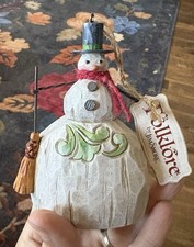 NWT Jim Shore FOLKLORE SNOWMAN WITH BROOM HANGING ORNAMENT 4058775 picture