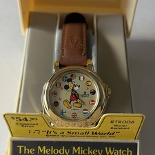 Lorus Disney Mickey Mouse It’s a Small World Quartz Melody Wristwatch VintageNew picture