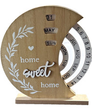 Handcrafted Wood Perpetual Desk Calendar Rotating Manual Home Sweet Home Decor picture