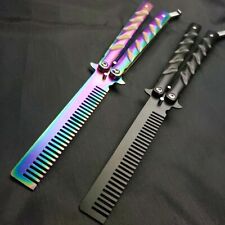 High Quality Practice BALISONG BUTTERFLY Trainer Folding Comb Brush Knife BLADE picture