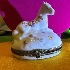 RARE VTG HAND PAINTED LIMOGES HORSE PILL BOX/TRINKET BOX picture