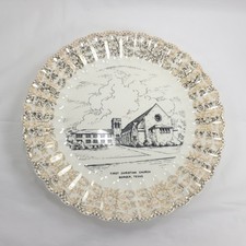 Vintage First Christian Church Borger Texas Souvenir Plate Gold Trim picture