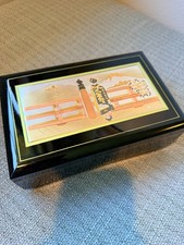 Vintage Chokin Collection Musical Jewelry Box Black Lacquer New Made in Japan picture