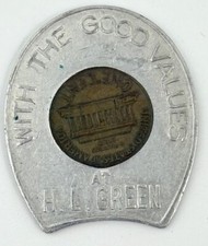 H L Green Company Department Store Lucky Penny Horseshoe Token Advertising picture