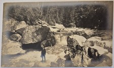 Vintage Postcard RPPC Man At Waterfall Near Everett Washington  AA117 picture