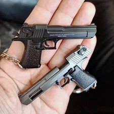 Mini Gun Keychain,1:4 Desert Eagle Keychain Metal Pistol Keychain for Men Son picture