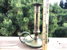 Early Brass Push Up Chambers Stick 19th Century Colonial Antiques Civil War Era picture